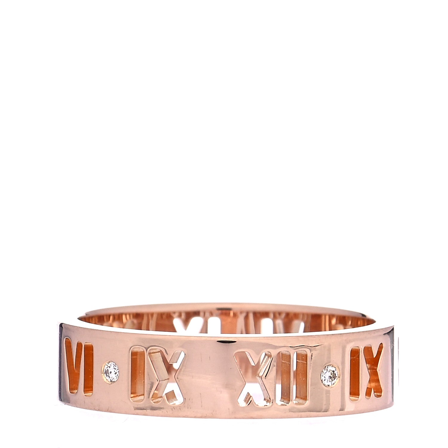 Tiffany 18K Rose Gold Diamond Atlas Pierced Ring 54 7 1 of 5