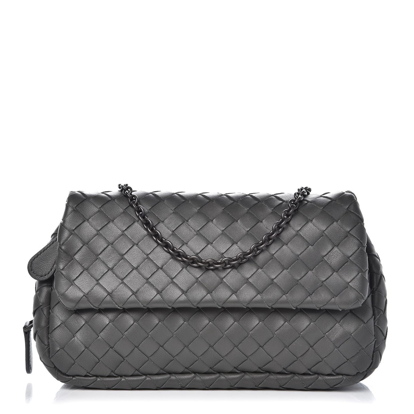 Nappa Intrecciato Mini Chain Messenger Light Grey
