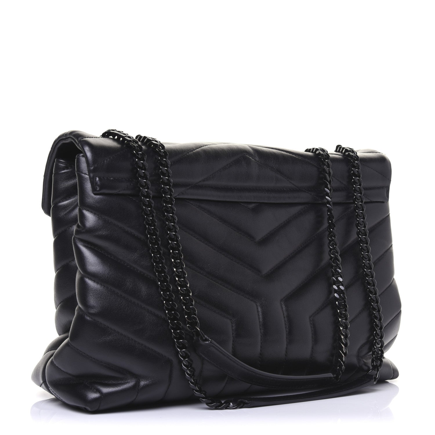 Saint Laurent Calfskin Y Quilted Monogram Medium Loulou Chain Satchel Black 3 of 21