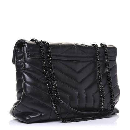 Saint Laurent Calfskin Y Quilted Monogram Medium Loulou Chain Satchel Black 3 of 21