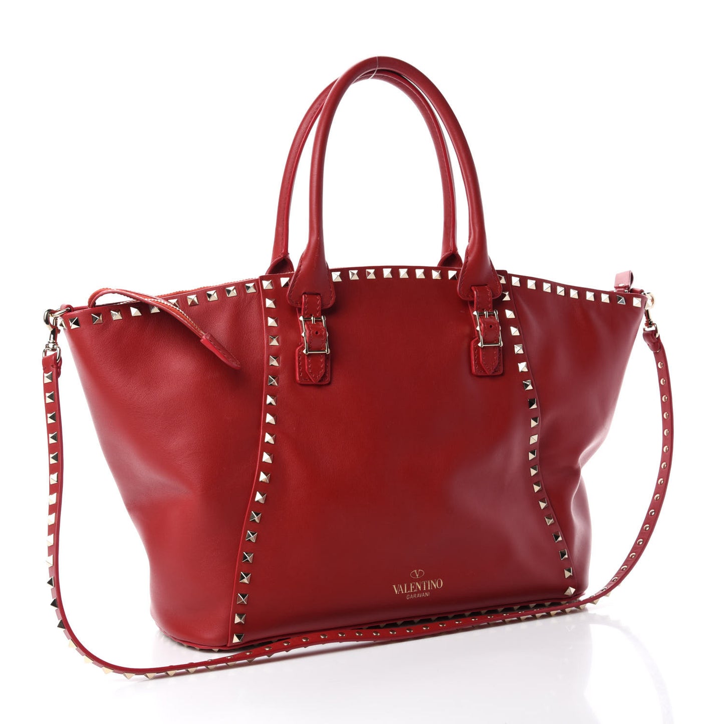 Vitello Rockstud Shoulder Bag Rosso Valentino