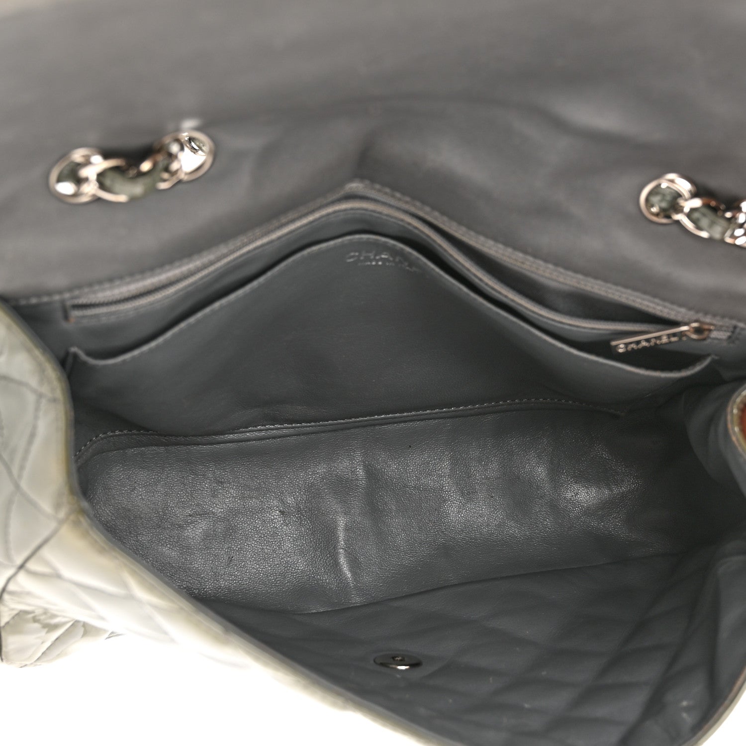 Chanel Patent Quilted Jumbo Single Flap Grey 5 of 15
