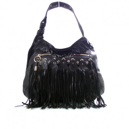 Jimmy Choo Leather Diane Kid Fringe Hobo Black 1 of 9
