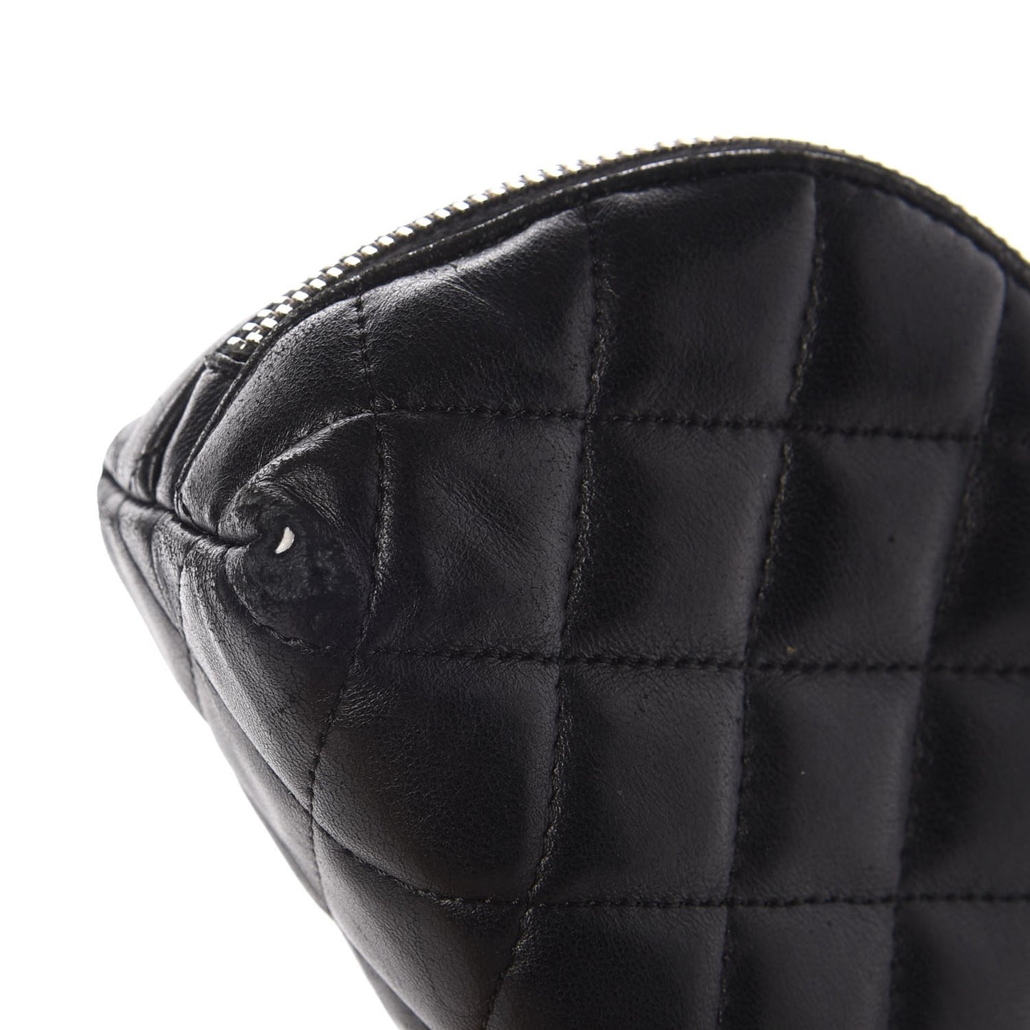 Lambskin Quilted Cosmetic Case Black
