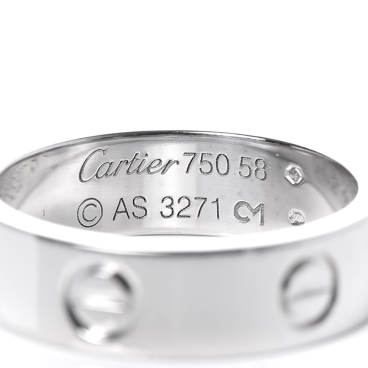 18K White Gold 5.5mm LOVE Ring 58 8.25