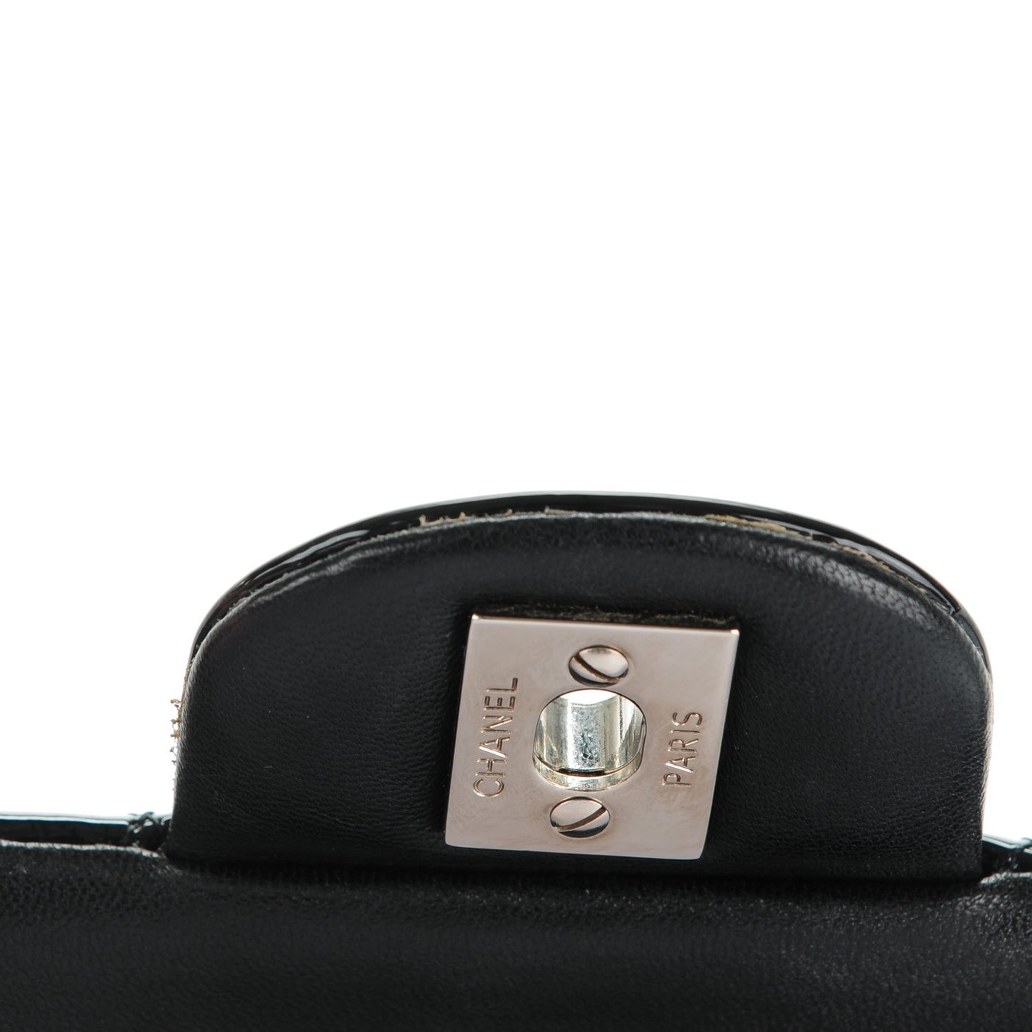 Patent Quilted Medium Double Flap Black