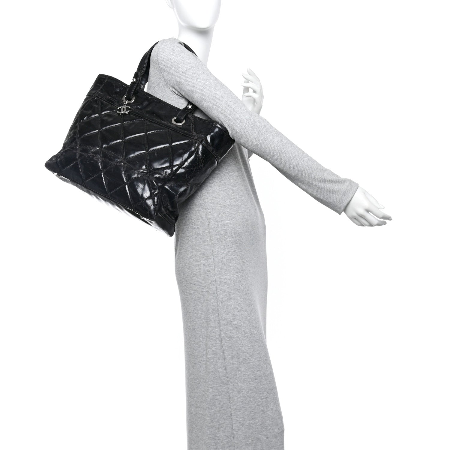 Chanel Vinyl Quilted Large Paris Biarritz Tote Black 3 of 14