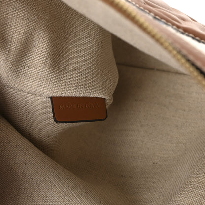 Celine Canvas Calfskin Stripe Triomphe Pouch Thais White Blue 7 of 7