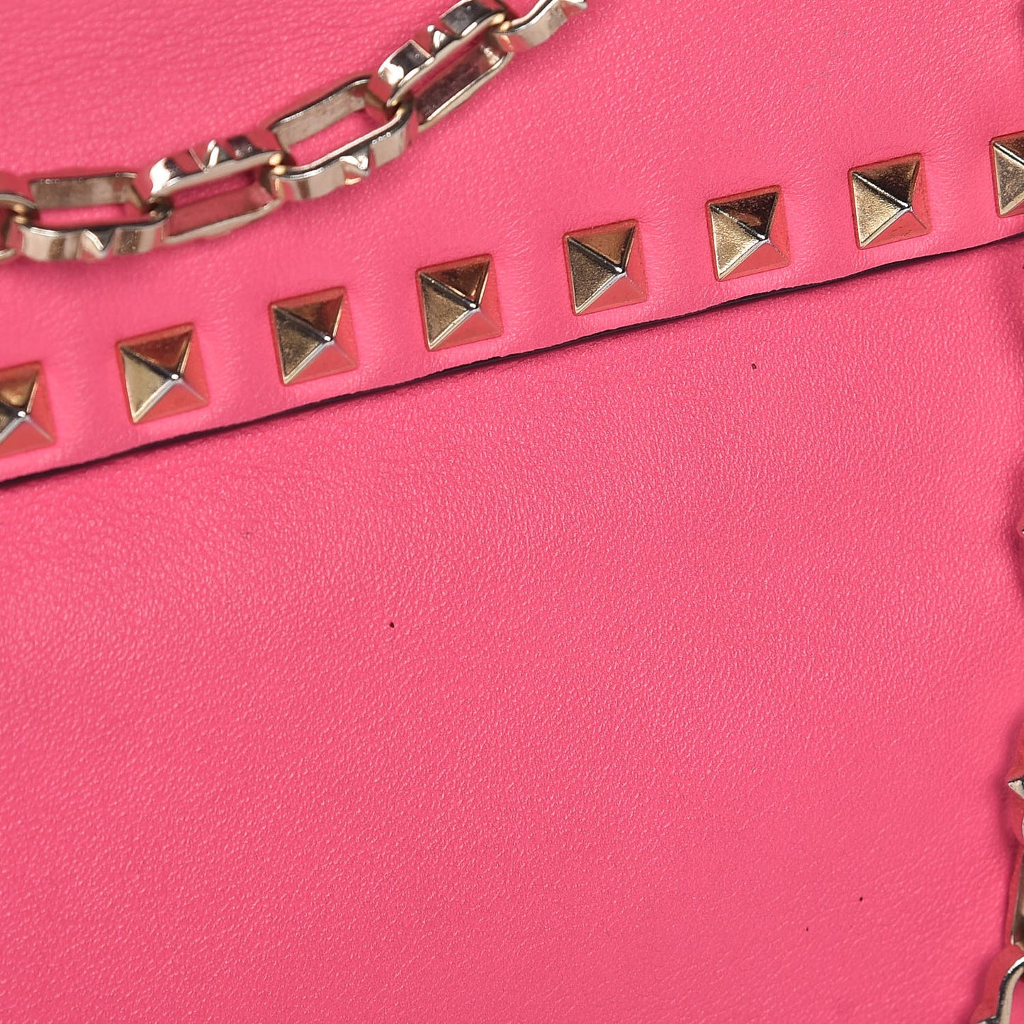 Vitello Rockstud Chain Strap Shoulder Bag Fuxia Fluo