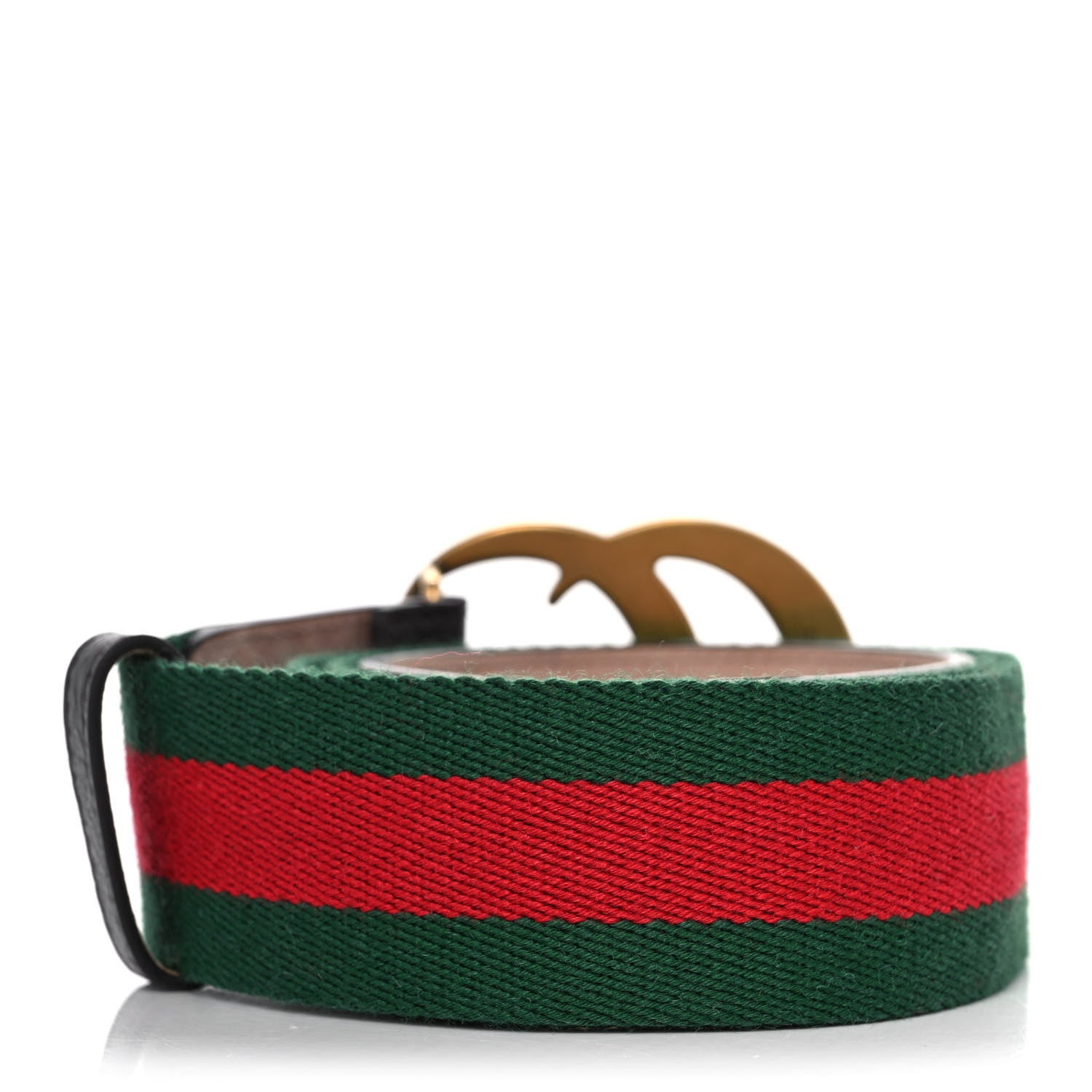 Gucci Nylon Textured Calfskin Double G Web 40mm Belt 100 40 Green Red Dark Cocoa 2 of 7