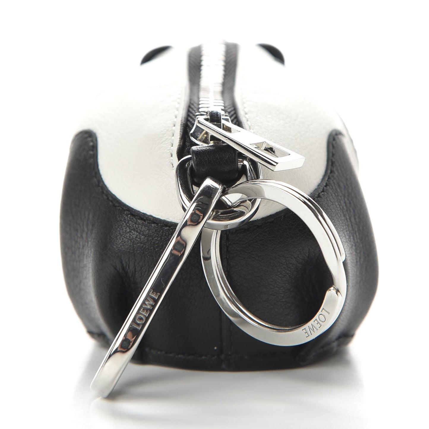 Calfskin Panda Coin Pouch Bag Charm Key Holder Black White