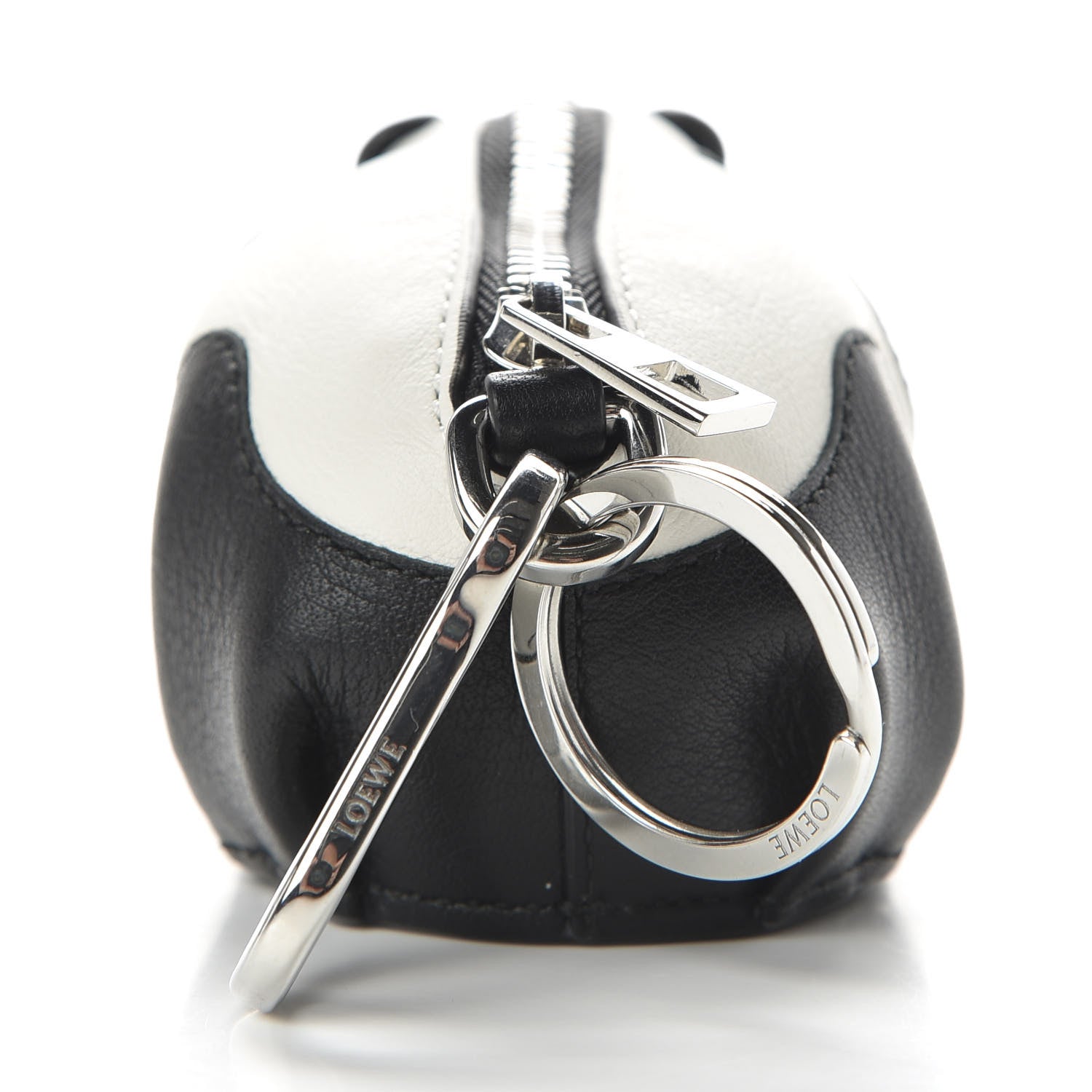 Loewe Calfskin Panda Coin Pouch Bag Charm Key Holder Black White 7 of 8