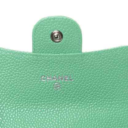 Chanel Caviar Chevron Quilted Flap Card Holder Green 6 of 9