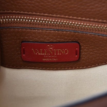 Valentino Garavani Calfskin Large Rockstud Halfmoon Saddle Bag Tan 9 of 10