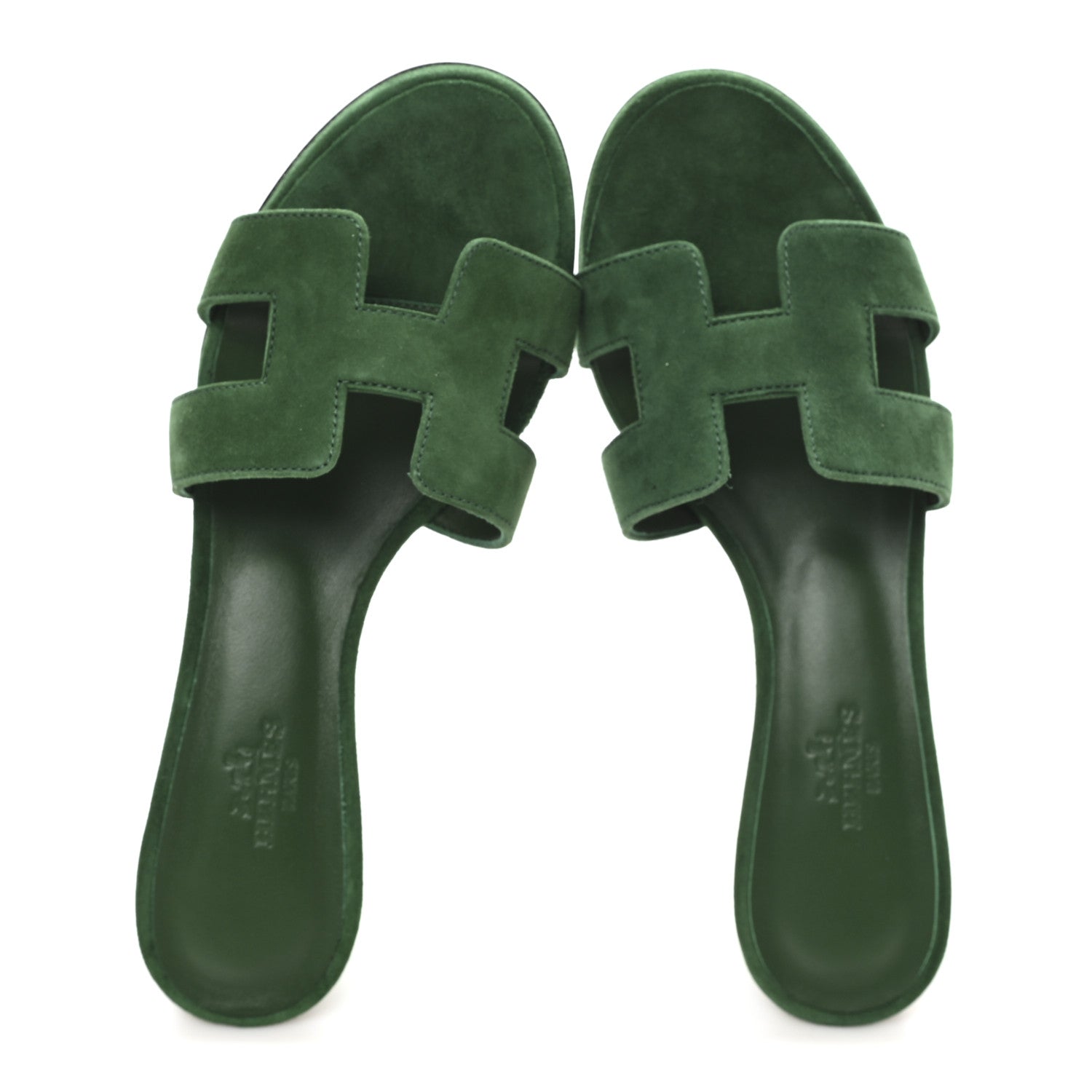 Hermes Suede Goatskin Oasis Sandals 36.5 Vert Electrique 1844027