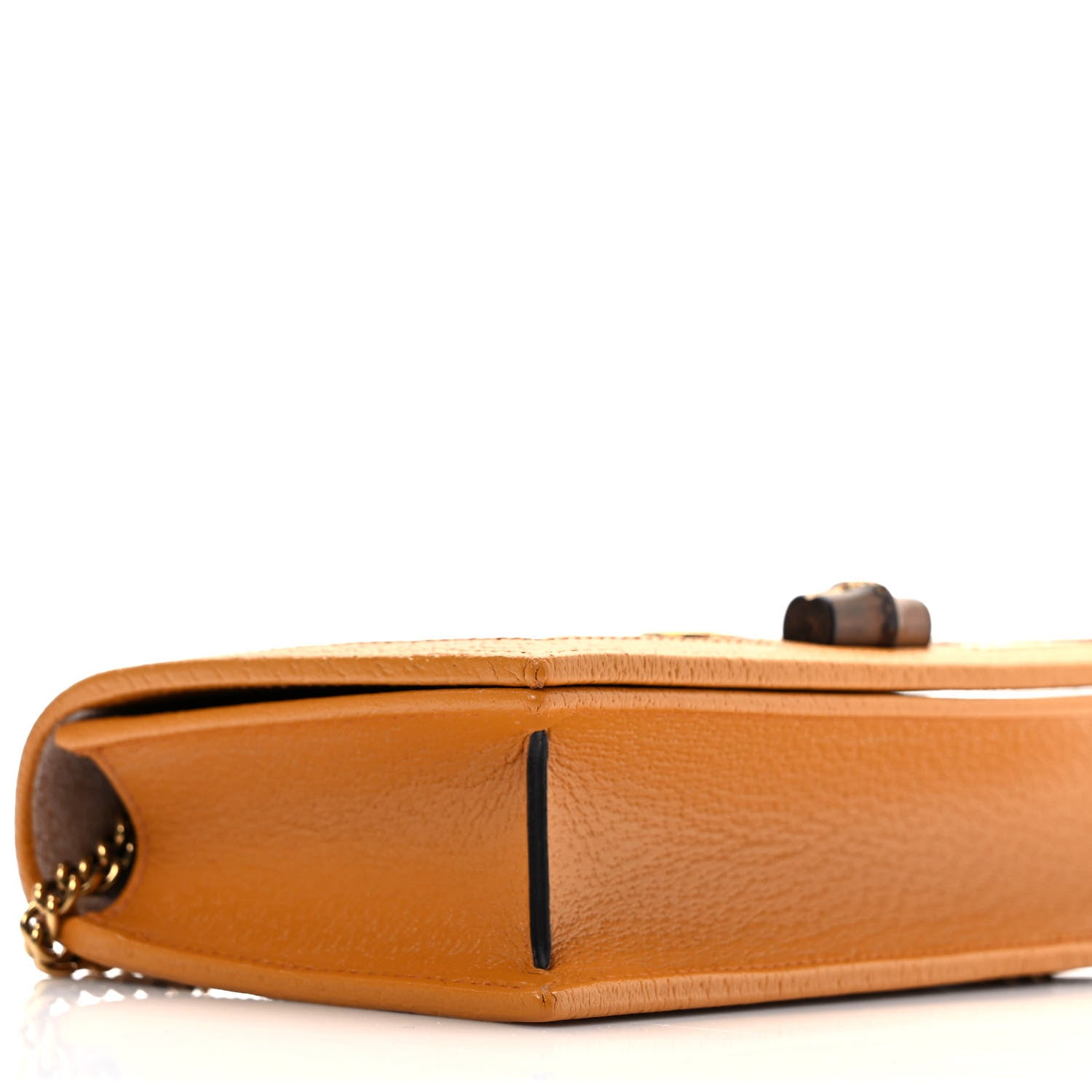 Gucci Polished Raffia Textured Dollar Calfskin Houndstooth Mini Diana Chain Bag Natural Sun Oil Mystic White 6 of 7