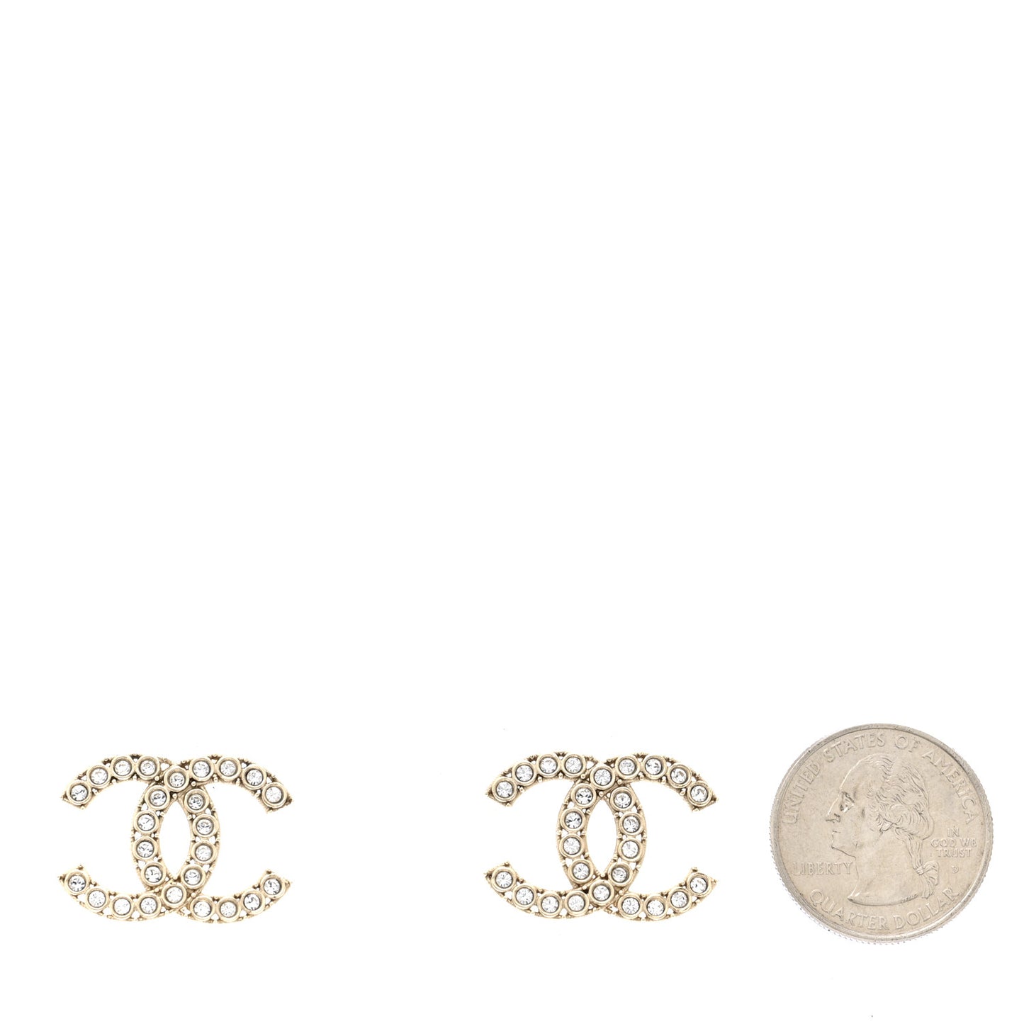 Crystal CC Earrings Light Gold