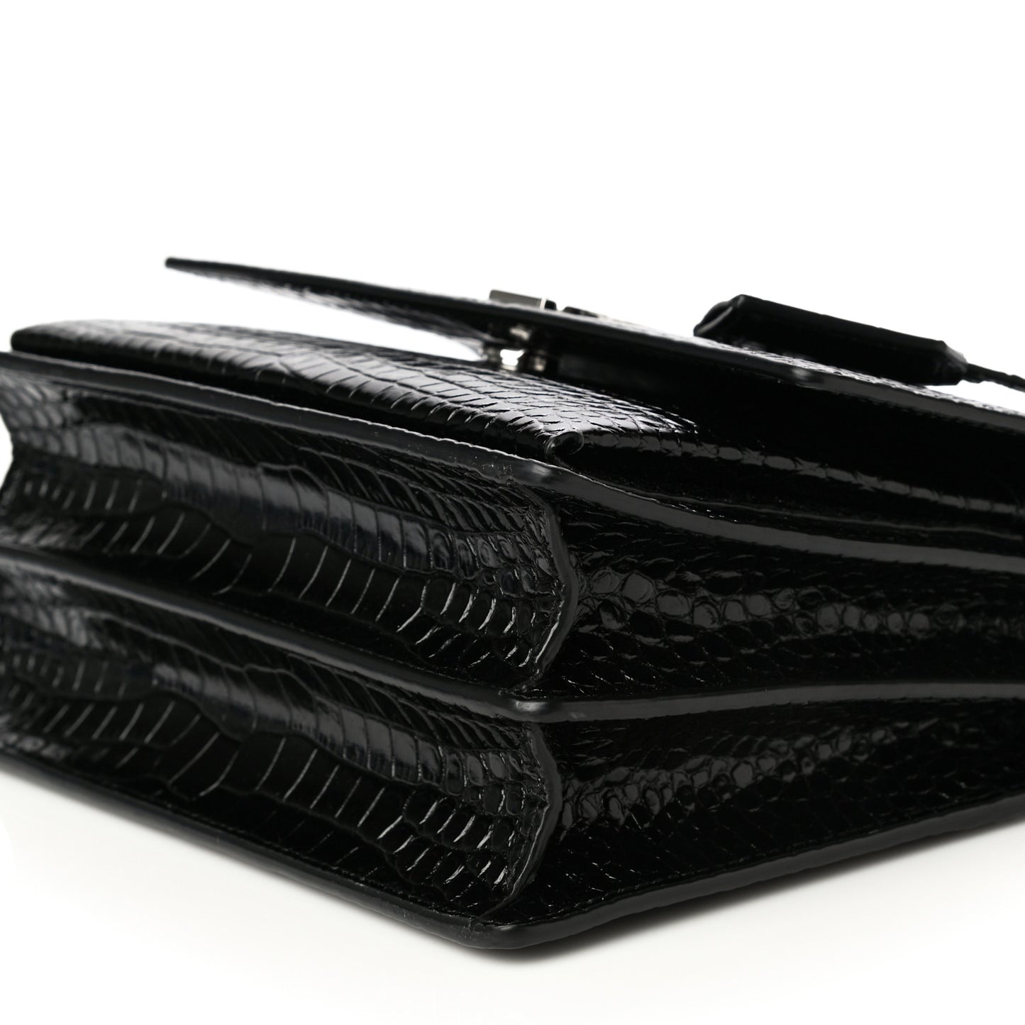 Calfskin Crocodile Embossed Medium Monogram Sunset Black
