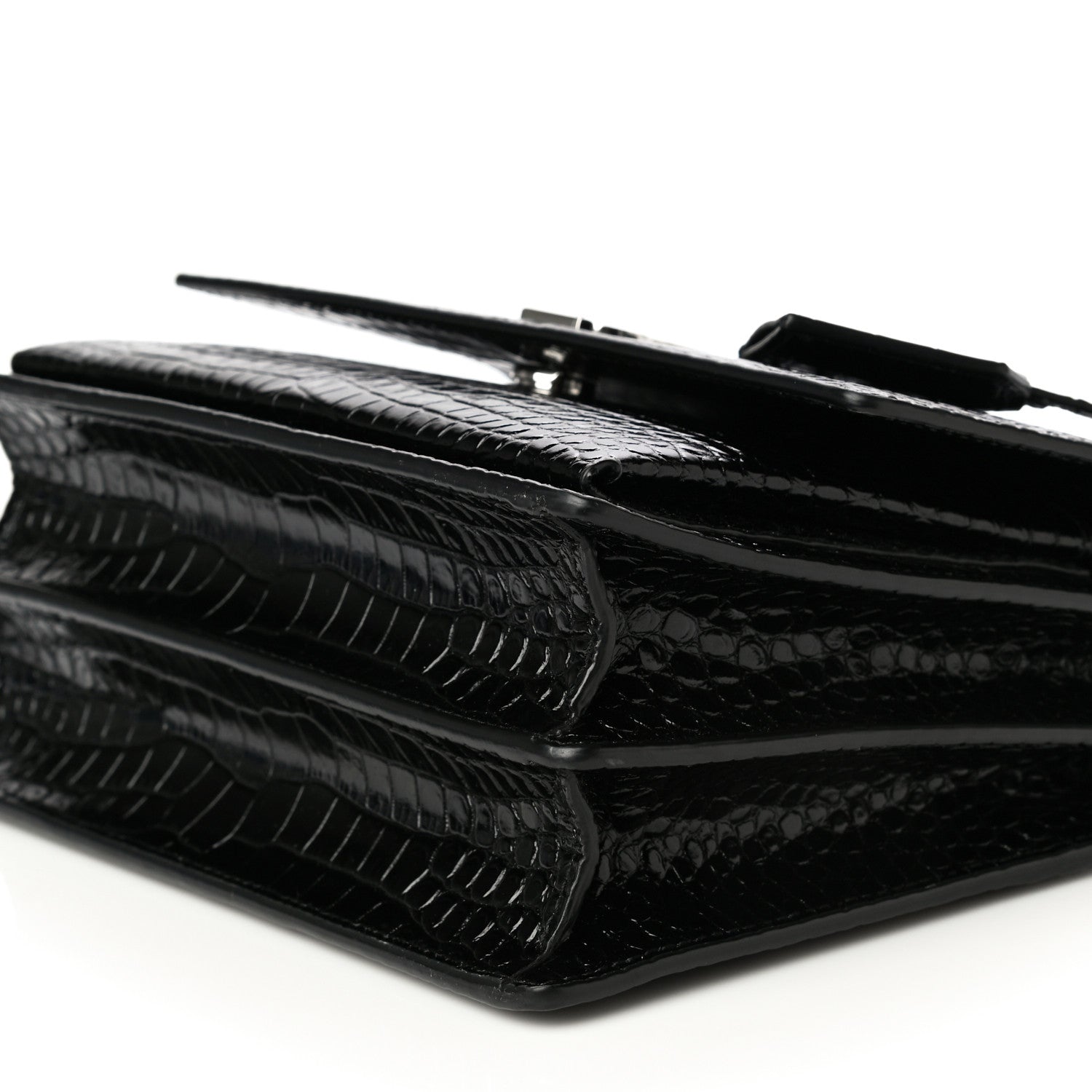 Saint Laurent Calfskin Crocodile Embossed Medium Monogram Sunset Black 11 of 11