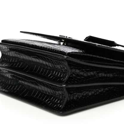 Saint Laurent Calfskin Crocodile Embossed Medium Monogram Sunset Black 11 of 11
