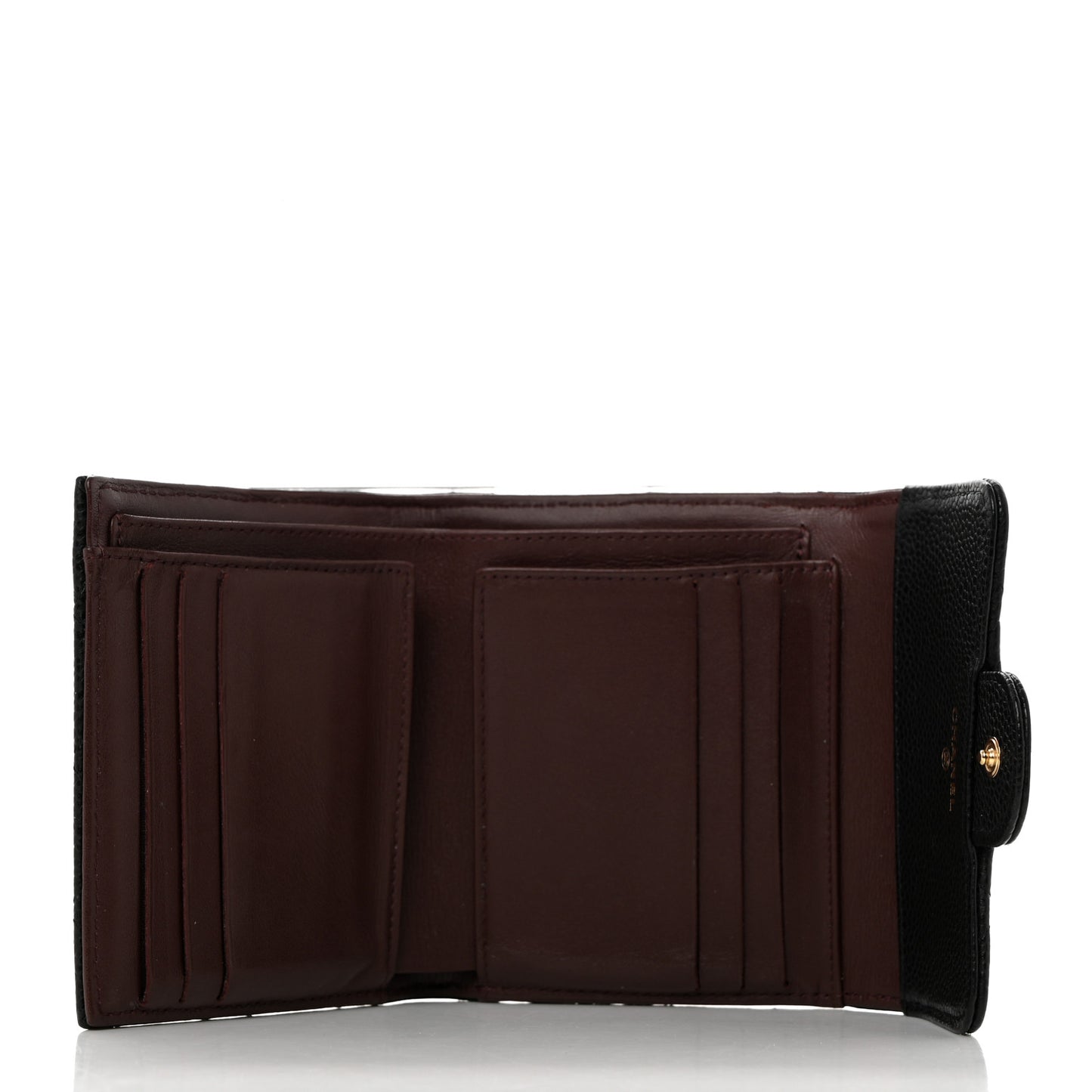 Caviar Quilted Compact Flap Wallet Black