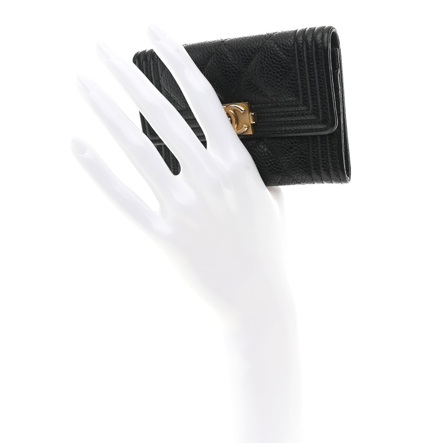 Caviar Quilted Boy Flap Card Holder Black