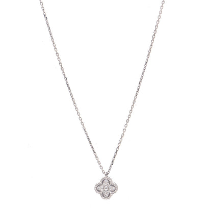 Van Cleef & Arpels 18K White Gold Diamond Sweet Alhambra Pendant Necklace 1 of 7