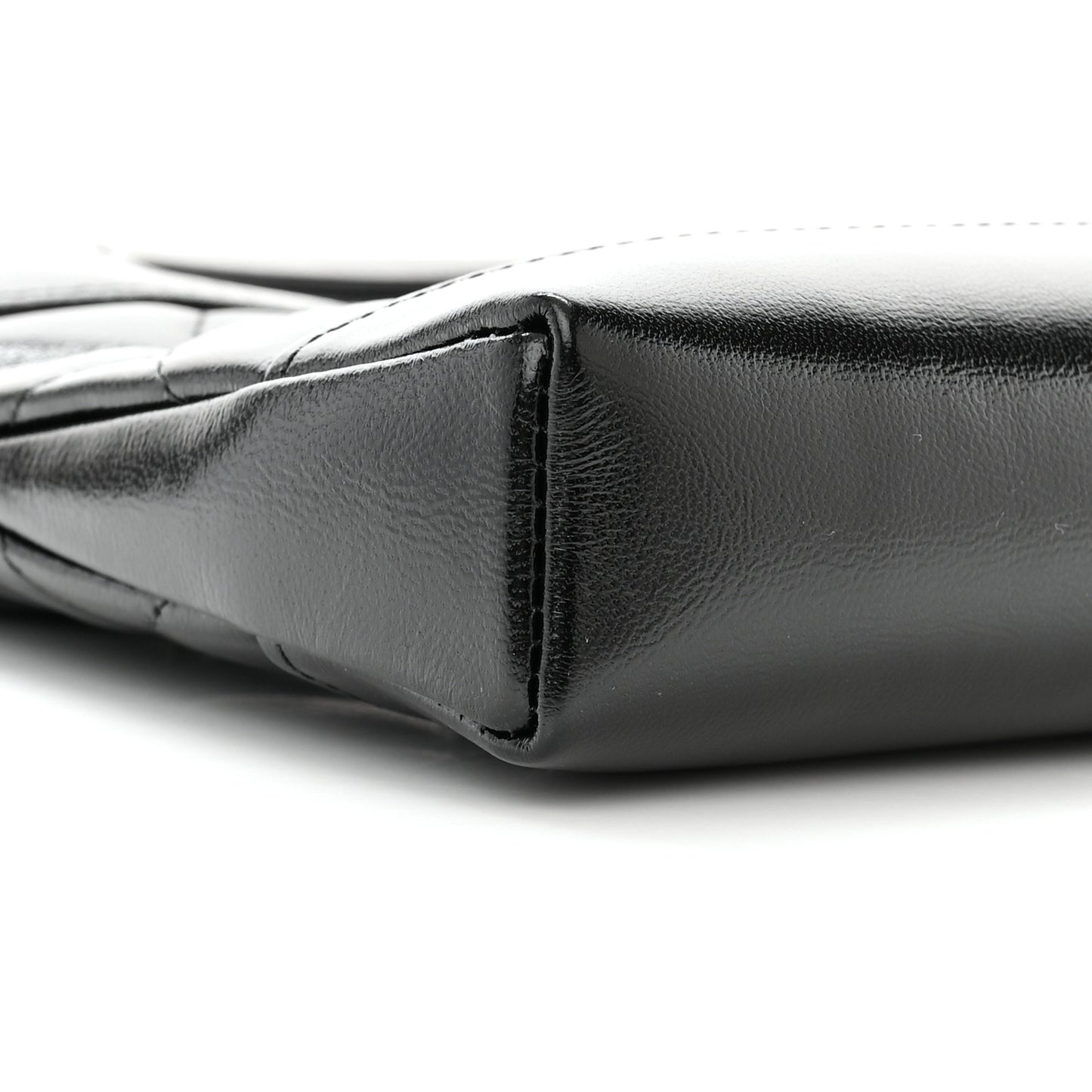 Shiny Crumpled Calfskin Quilted Nano 31 Shopping Bag Black