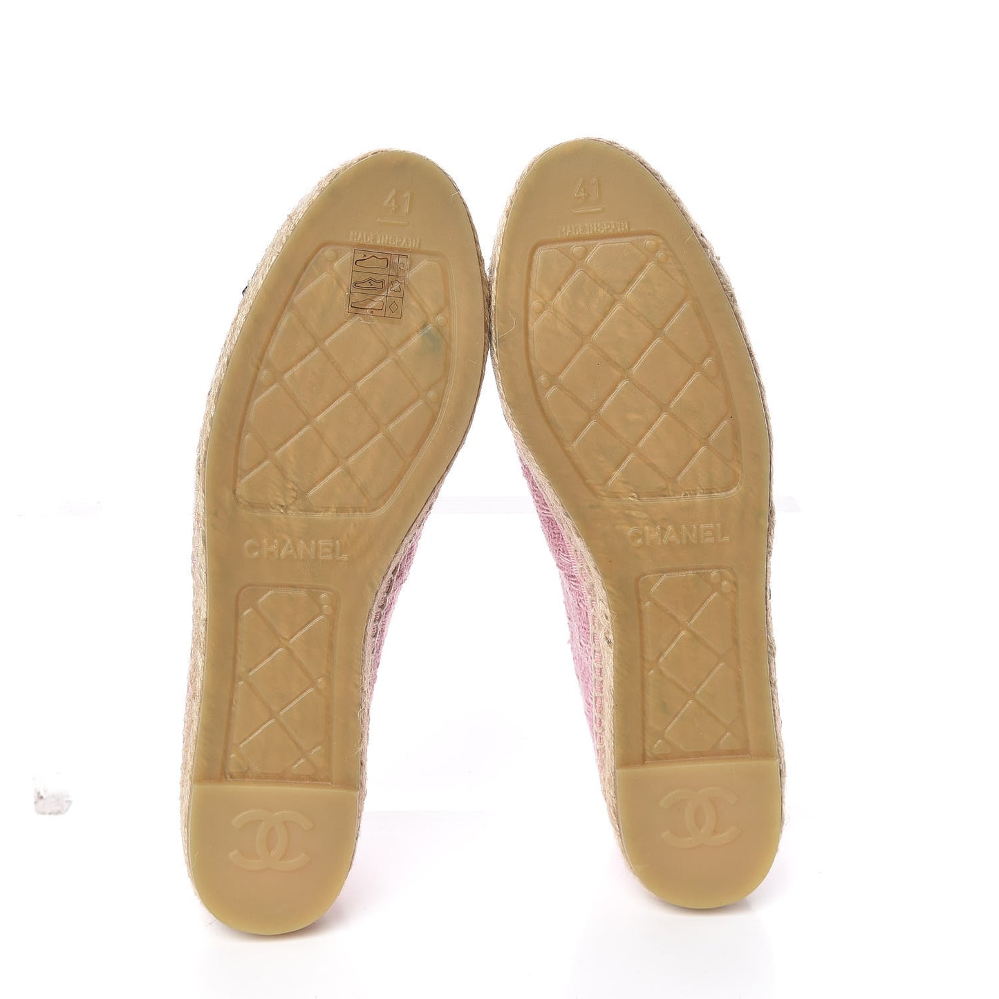 Tweed Patent CC Espadrilles 41 Pink Black
