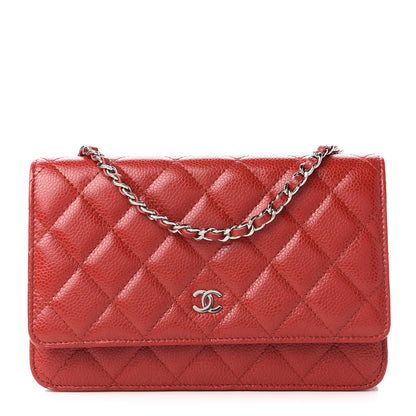 Chanel Caviar Quilted Wallet On Chain WOC Dark Red 1 of 12