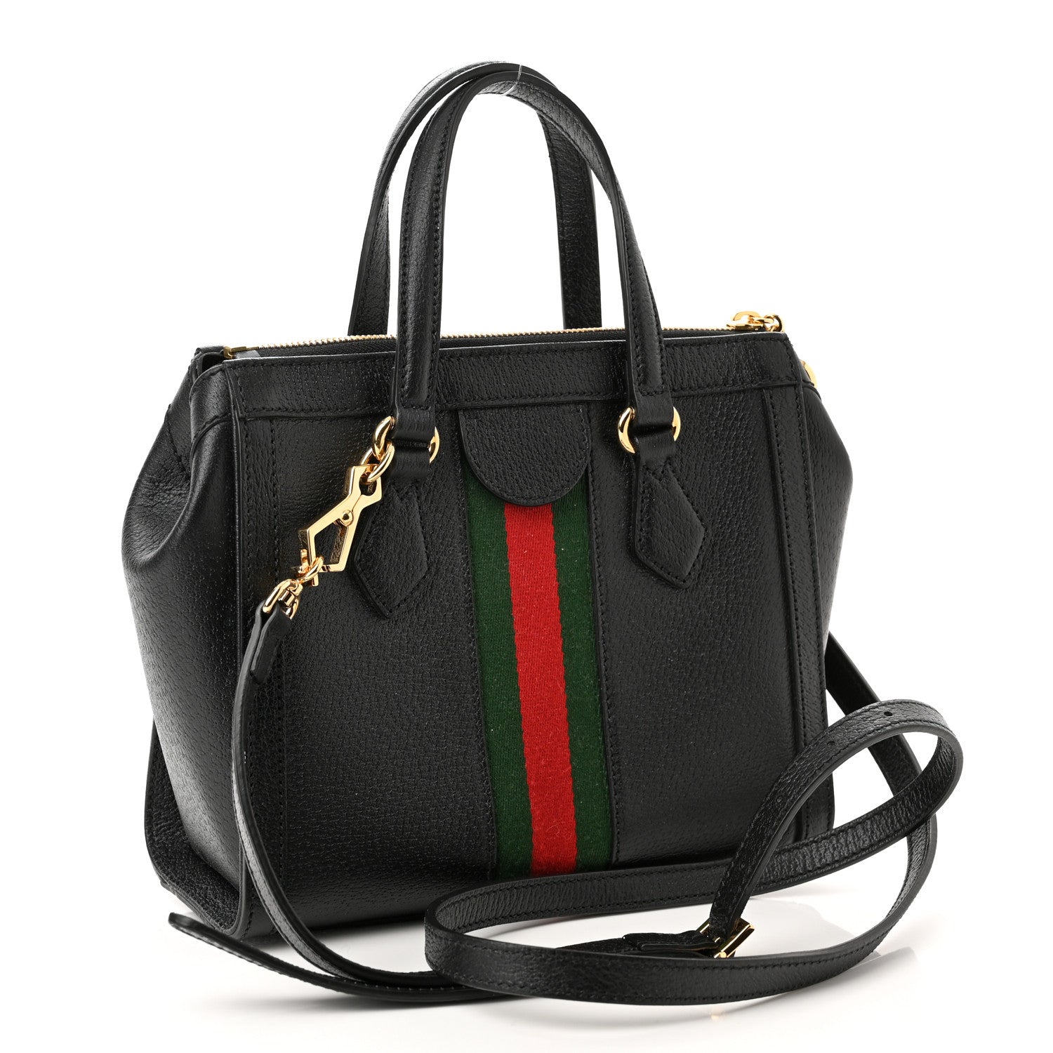 Gucci Textured Calfskin Web Small Ophidia Tote Bag Black 3 of 13