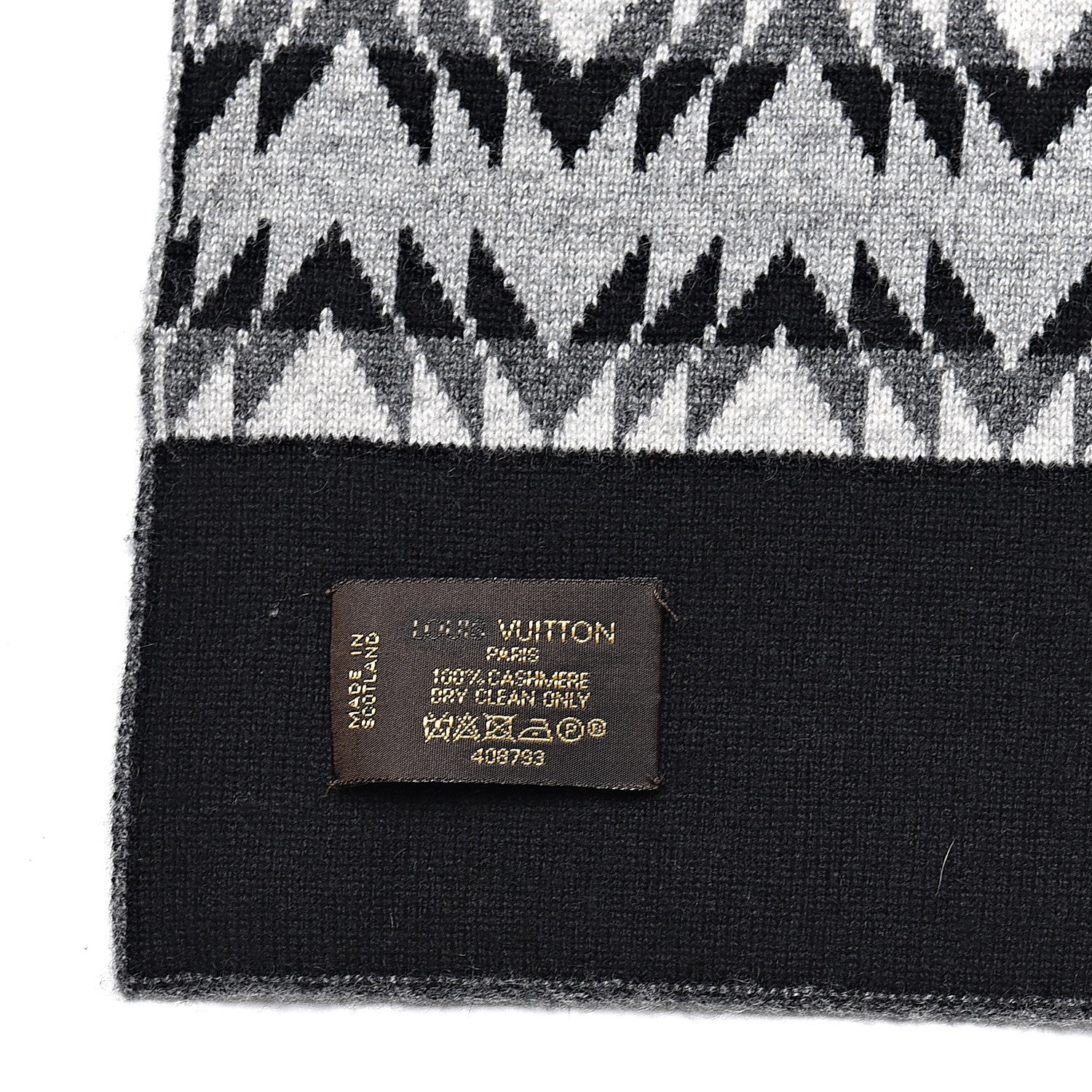 Louis Vuitton Cashmere Damier Aztec Scarf Graphite 4 of 5