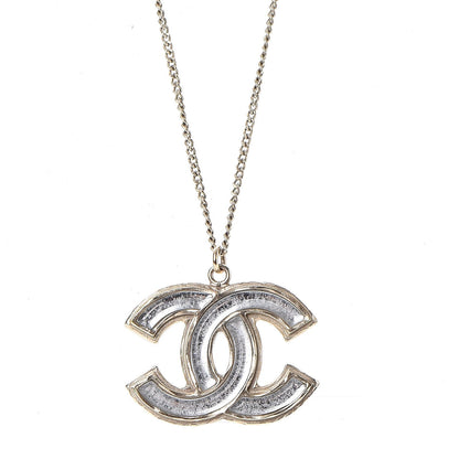 Chanel Enamel CC Pendant Necklace Gold Silver 3 of 8