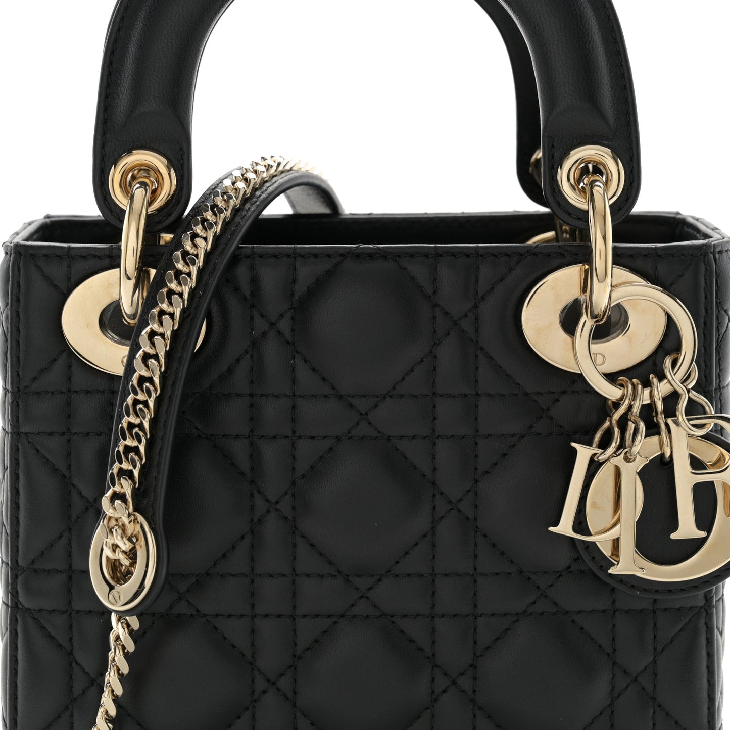 Lambskin Cannage Mini Lady Dior Black
