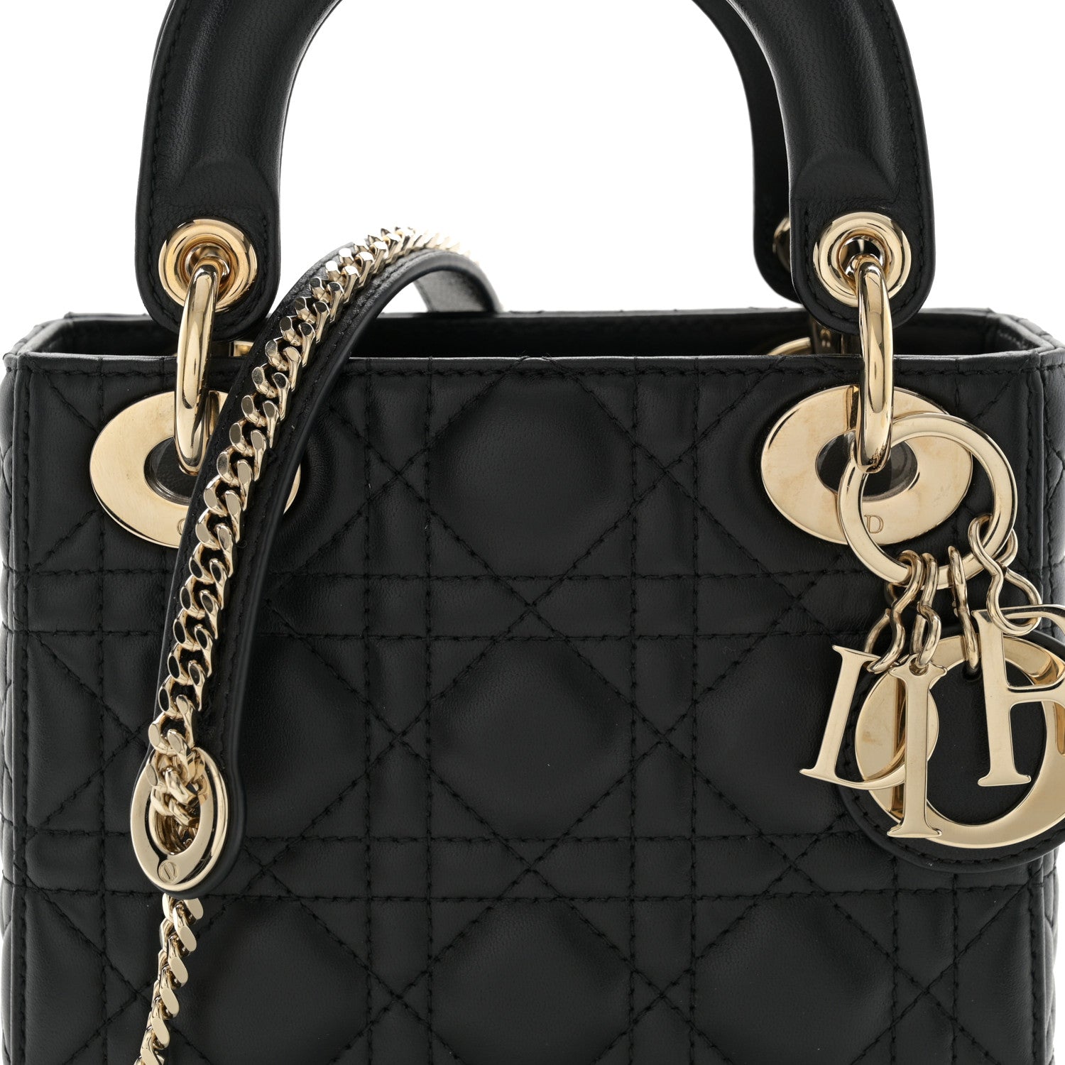 Christian Dior Lambskin Cannage Mini Lady Dior Black 8 of 12