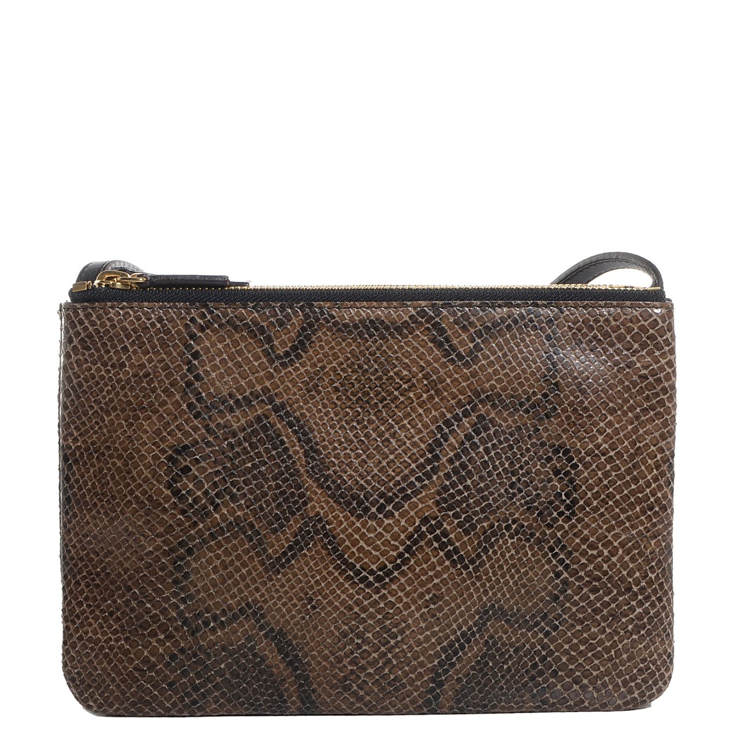 Python Embossed Small Trio Crossbody Bag Khaki