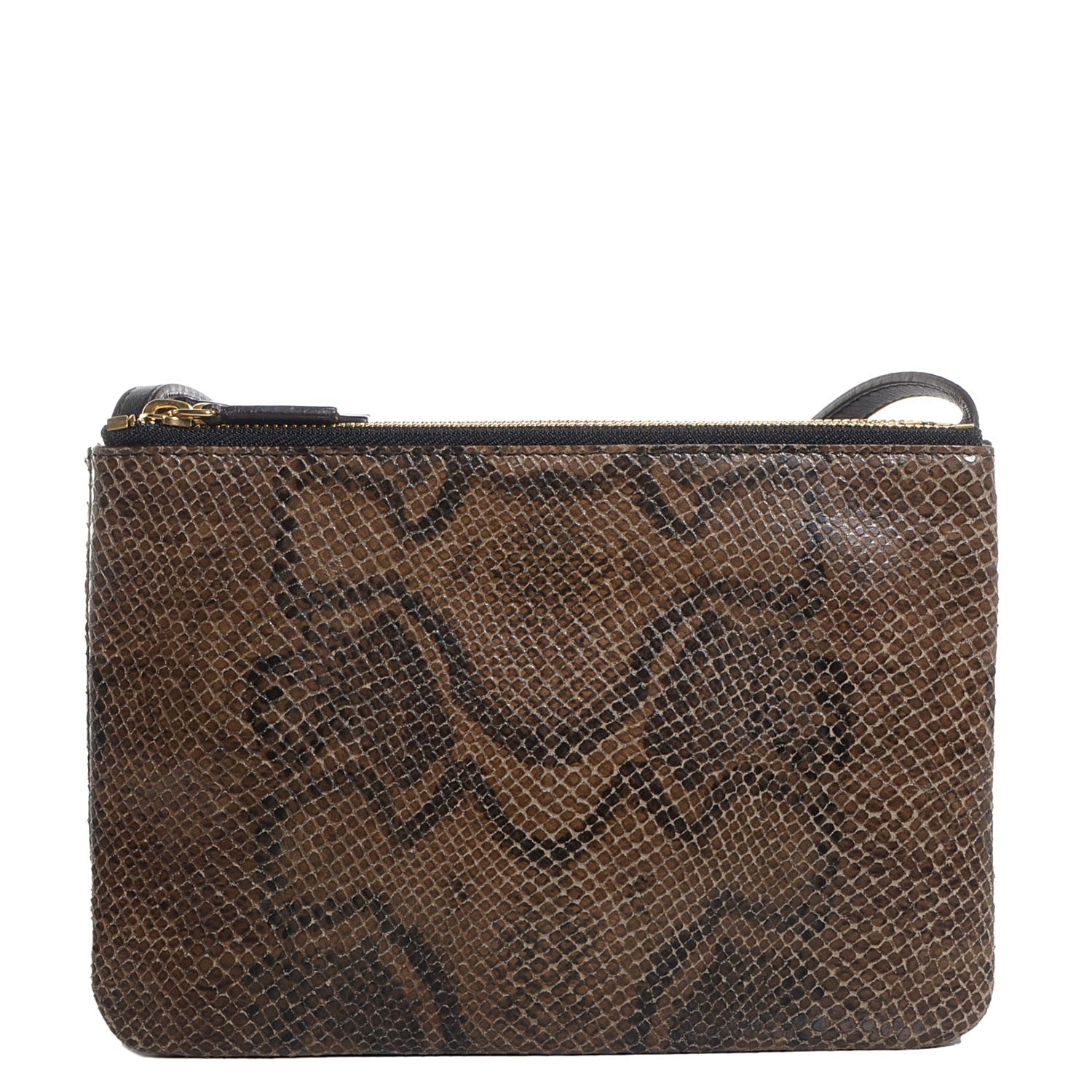 Celine Python Embossed Small Trio Crossbody Bag Khaki 1 of 7