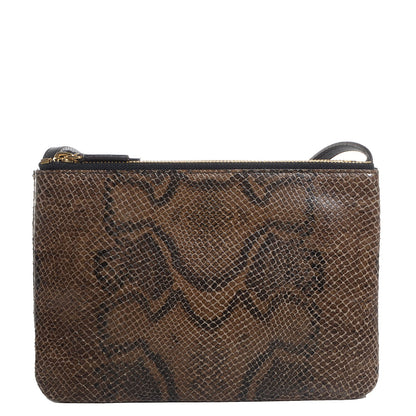 Celine Python Embossed Small Trio Crossbody Bag Khaki 1 of 7