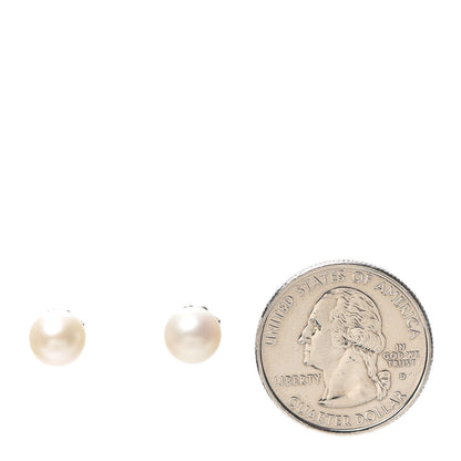 Tiffany Sterling Silver Freshwater Pearl 8-9mm Ziegfeld Earrings 2 of 5