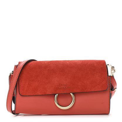 Chloe Suede Calfskin Mini Faye Shoulder Bag Earthy Red 1 of 10