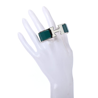 Hermes Enamel Wide Clic Clac H Bracelet PM Bleu Canard White 4 of 4