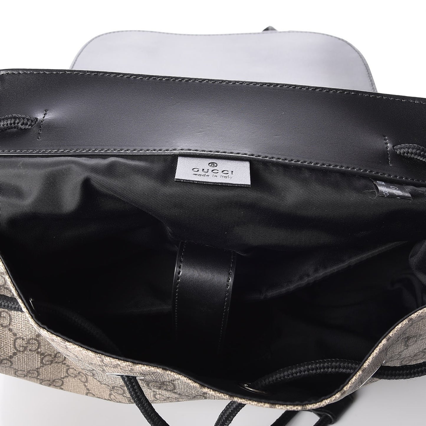 Soft GG Supreme Monogram Double Buckle Backpack Beige Black