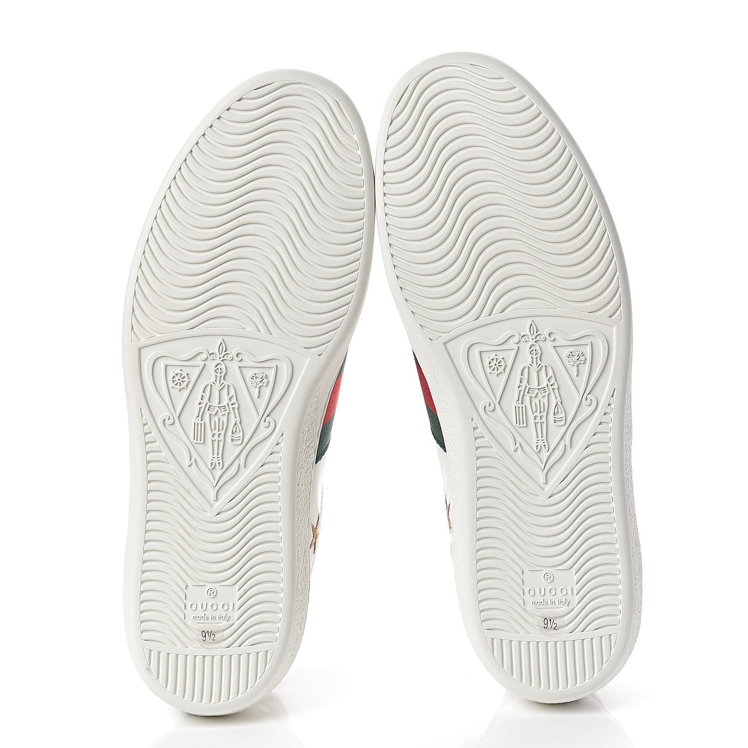 Gucci Calfskin Ayers Web Bee Star Embroidered Mens Ace Sneakers 9.5 White Green 5 of 10