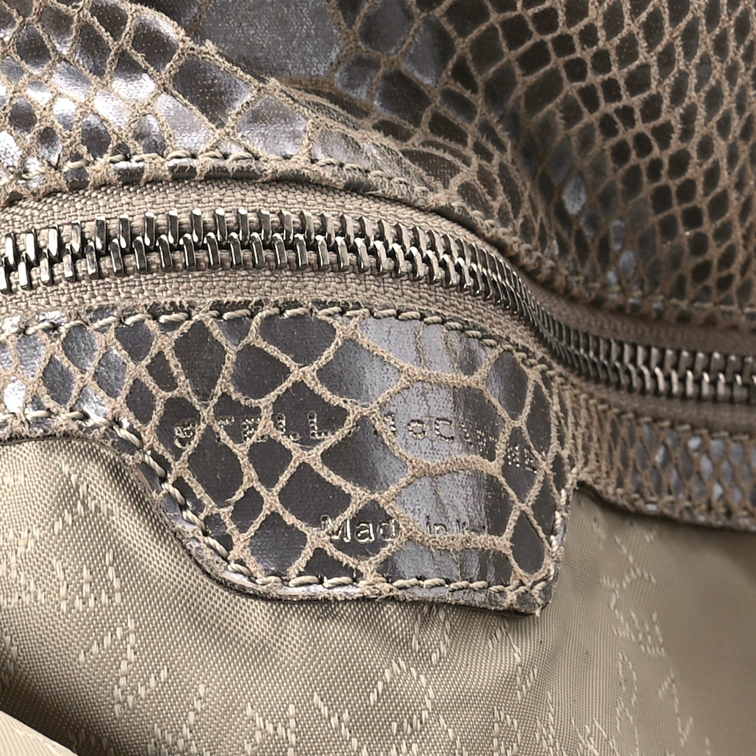Stella McCartney Metallic Eco Python Large Falabella Tote Dark Grey 11 of 12