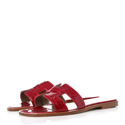 Hermes Shiny Alligator Oran Sandals 36 Braise 3 of 8