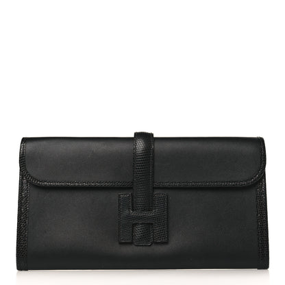 Hermes Swift Lizard Jige Elan Touch 29 Clutch Black 1 of 9