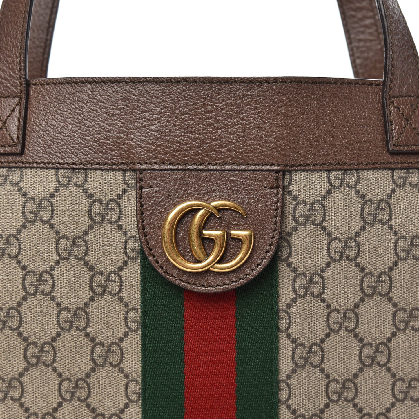 GG Supreme Monogram Web Ophidia Tote Brown