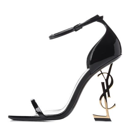Saint Laurent Patent Calfskin Opyum 110 Sandals 39 Black Gold 1 of 11
