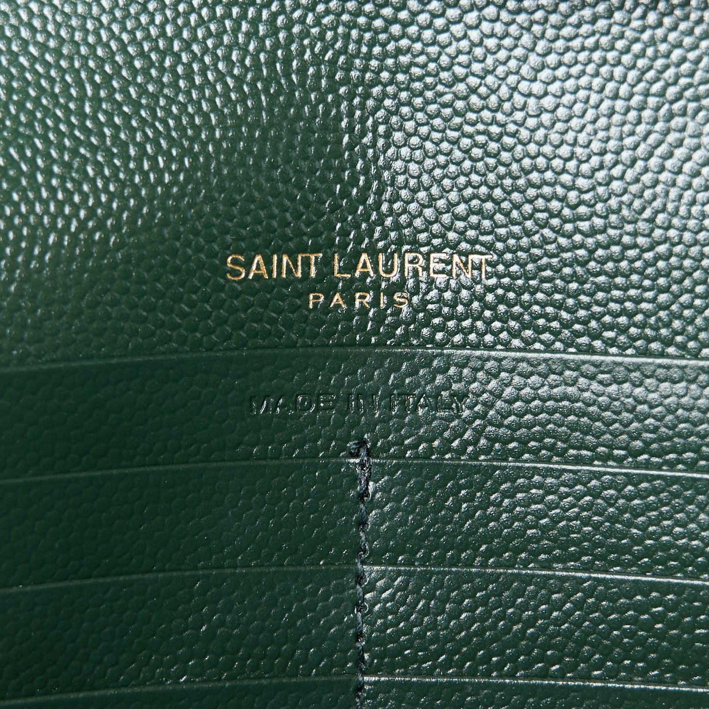 Grain De Poudre Matelasse Chevron Monogram Chain Wallet Dark Green