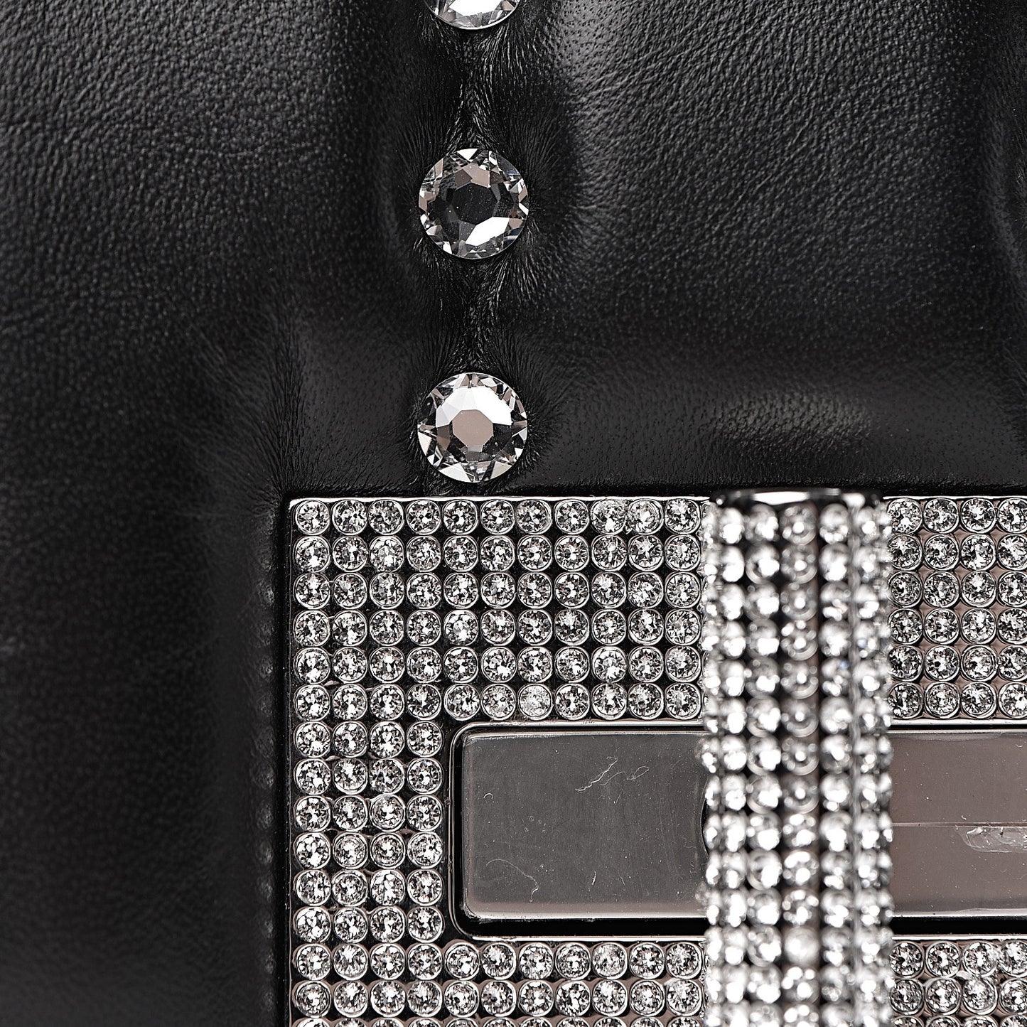 Lambskin Quilted Crystal Small Natalia Chain Bag Black